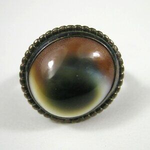 Operculum Shell Eye Sterling Silver 925 Ring Vintage Statement Size 9.5